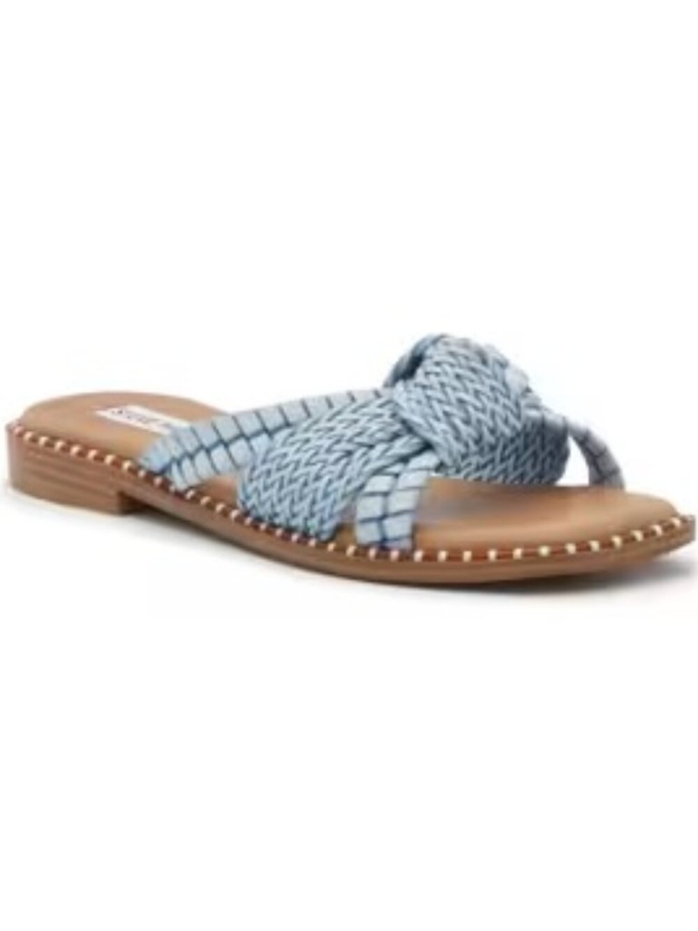 Steve Madden Women's Kaitlin Light Blue Woven Strap Slides Padded Footbed NWT